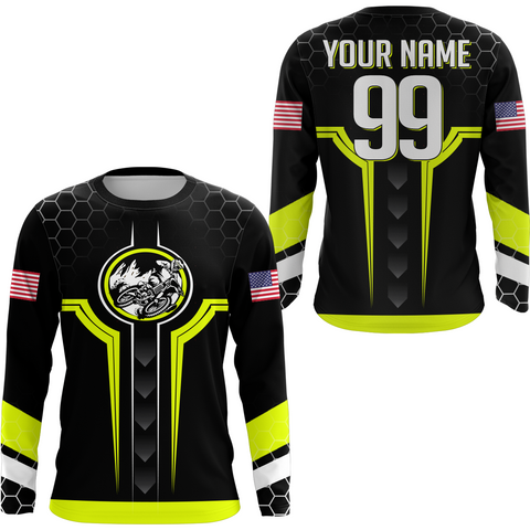 Maxcorners Yellow Custom Dirt Bike Jersey Motocross Jersey Motocross Shirt LM2809