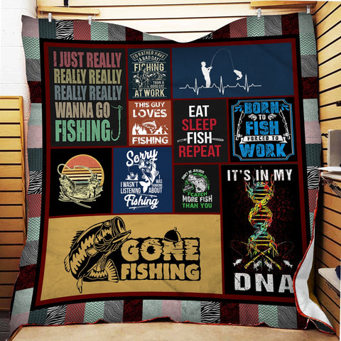 Maxcorners I Wanna Go Fishing 3D Quilt - Blanket