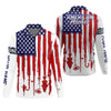 Maxcorners American Hooker Hooded UPF Shirt, American Flag Fish Shirt, Long Sleeve Fishing Shirts, Mens Casual Shirts
