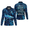 Maxcorners Be A Shark Stay Hungry Never Settle Blue Fishing Shirt, SPF Shirt For Men, Presents For Fishermen