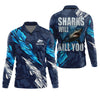 Maxcorners Sharks Will Kill You Performance Fishing Shirts, SPF Shirt For Men, Presents For Fishermen