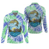 Maxcorners Bear Fishing Green And Purple Cool Tie Dye Patterns Fishing UPF Shirts, Fishing Gifts For Men, Men's Fishing Shirt