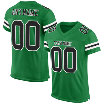 Maxcorners Custom Grass Green Black-White Mesh Authentic Football Jersey LM2605