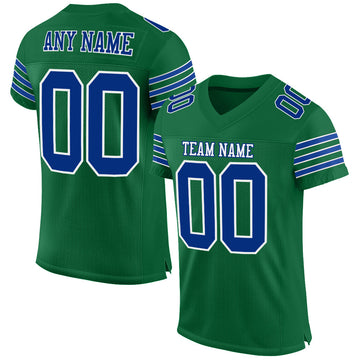 Maxcorners Custom Kelly Green Royal-White Mesh Authentic Football Jersey LM2605
