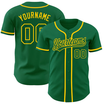 Maxcorners Custom Kelly Green Kelly Green-Gold Authentic Baseball Jersey LM2605