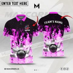 Maxcorners Bowling Fire Customized Name & Team Name 3D Shirt (6 colors)