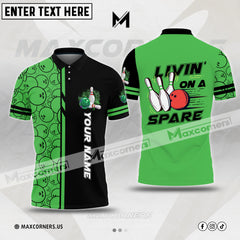 Maxcorners Bowling Livin on a Spare Customized Name 3D Shirt (6 Colors)