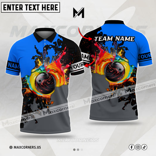 Maxcorners Bowling Ball Painting Multicolor Option Customized Name & Team Name 3D Shirt (4 colors)