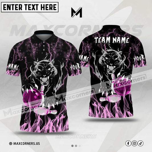 Maxcorners Bowling Panther Customized Name & Team Name 3D Shirt (6 colors)