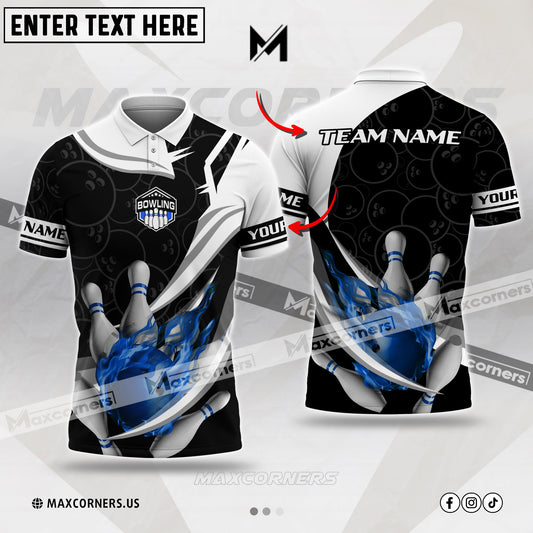 MaxCorners Bowling Multicolor Option Customized Name & Team Name 3D Shirt (4 colors) 01