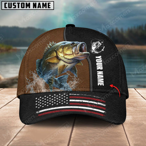 Maxcorners Personalized Large Mouth Bass Fishing Pattern Classic 3D Cap