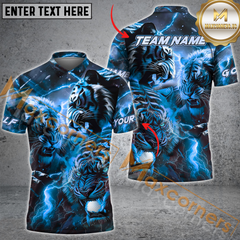 Maxcorners Golf Inner Tiger Striking Lightning Multicolor Option Customized Name, Team Name 3D Polo Shirt