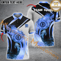 Maxcorners Ball 8 Enhance Your Team's Look With Custom Name, Team Name Golden Billiard Polo Shirts
