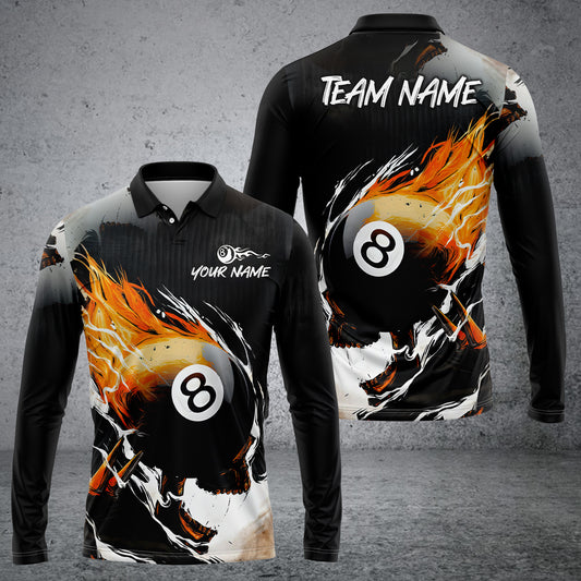 Maxcorners Billiard Ball 8 Comic Fire Skull Multicolor Options Personalized Name, Team Name 3D Shirt For Steve