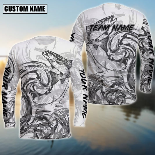 Maxcorners Salmon Deep Sea Trophy Sun Protection Personalized Name, Team Name Long Sleeve Shirt