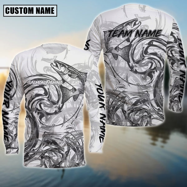 Maxcorners Salmon Deep Sea Trophy Sun Protection Personalized Name, Team Name Long Sleeve Shirt