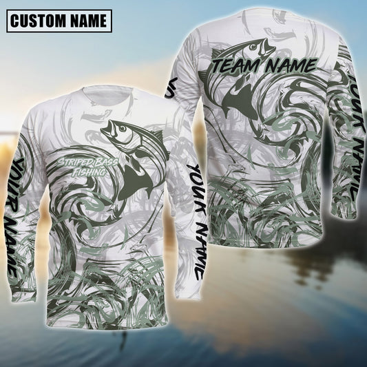 Maxcorners Striped Bass Deep Sea Trophy Sun Protection Personalized Name, Team Name Long Sleeve Shirt
