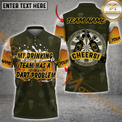 Maxcorners Beer And Darts Drinking Team Multicolor Customized Name, Team Name 3D Polo Shirt