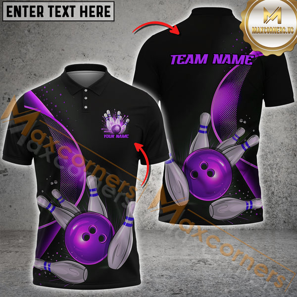 Maxcorners Bowling Strike Motion Minimal Style Multicolor Customized Name, Team Name 3D Polo Shirt