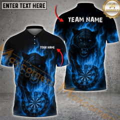 Maxcorners Darts Flaming Panther Personalized Name, Team Name Shirt