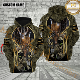 Maxcorners Moss Camo Deer Hunting Custom Name Hunter Apparel With Grim Reaper Design 3D Hoodie All Over Printed Clothes