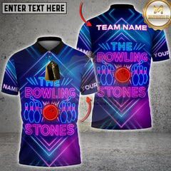 Maxcorners The Bowling Stones With Neon Style Personalized Name 3D Unisex Shirt