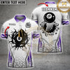 Maxcorners Billiards White & Gold 8-Ball Multicolor Customized Name, Team Name 3D Shirt