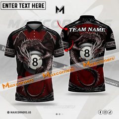 Maxcorners Billiard Dragon 8-Ball  Multicolor Options Personalized Name, Team Name 3D Polo Shirt