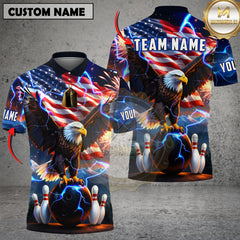 Maxcorners American Eagle Thunder Lightning Bowling Multicolor Customized Name, Team Name 3D Shirts