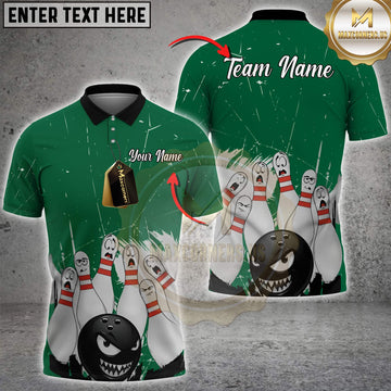 Maxcorners Bowling Angry Ball vs Screaming Pins Multicolor Personalized 3D Shirt
