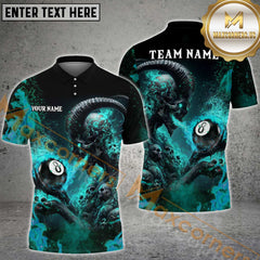 Maxcorners Billiard Demon 8-Ball Multicolor Options Personalized Name, Team Name 3D Polo Shirt