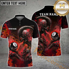 Maxcorners Billiard Demon 8-Ball Multicolor Options Personalized Name, Team Name 3D Polo Shirt