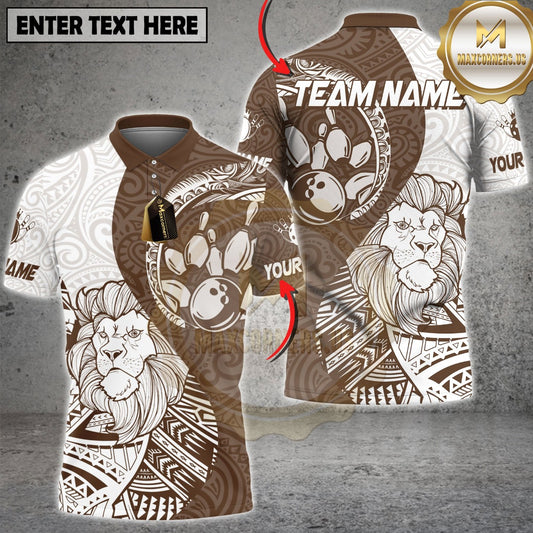 Maxcorners Bowling Lion King Tribal Multicolor Customized Name, Team Name 3D Shirt (4 Colors)