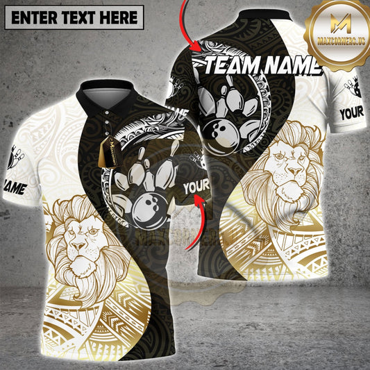 Maxcorners Bowling Lion King Tribal Multicolor Customized Name, Team Name 3D Shirt (4 Colors)