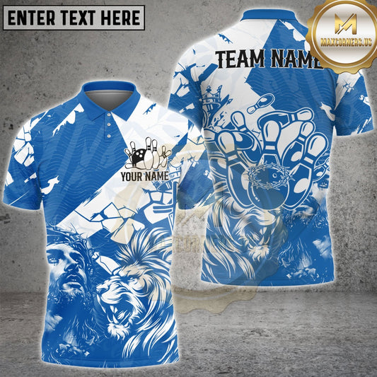 Maxcorners Bowling Lion King Strike Multicolor Customized Name, Team Name 3D Shirt (4 Colors)