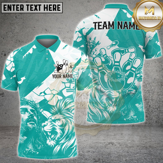 Maxcorners Bowling Lion King Strike Multicolor Customized Name, Team Name 3D Shirt (4 Colors)