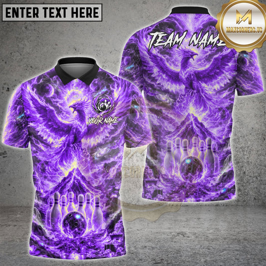 Maxcorners Bowling Fire Phoenix Volcanic Multicolor Customized Name, Team Name 3D Shirts