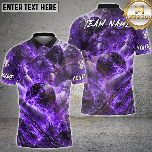 Maxcorners Bowling Egyptian Warrior Fire Dragon Multicolor Customized Name, Team Name 3D Shirt (4 Colors)