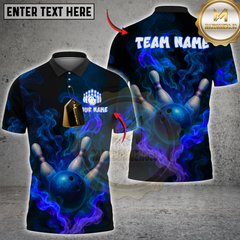Maxcorners Bowling Smoke Strike Multicolor Customized Name, Team Name 3D Shirts