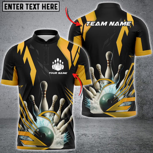 Maxcorners Bowling Ball & Pins Digital Sport Jersey Multicolor Option Customized Name, Team Name 3D Polo Shirt (6 Colors)