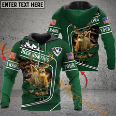 Maxcorners Wilderness Deer Hunting USA Flag Mutilcolor Custom Name Shirt 3D All Over Printed Clothes