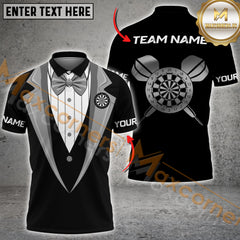 Maxcorners Gentleman Style Darts Jersey Multicolor Option Customized Name, Team Name 3D Polo Shirt