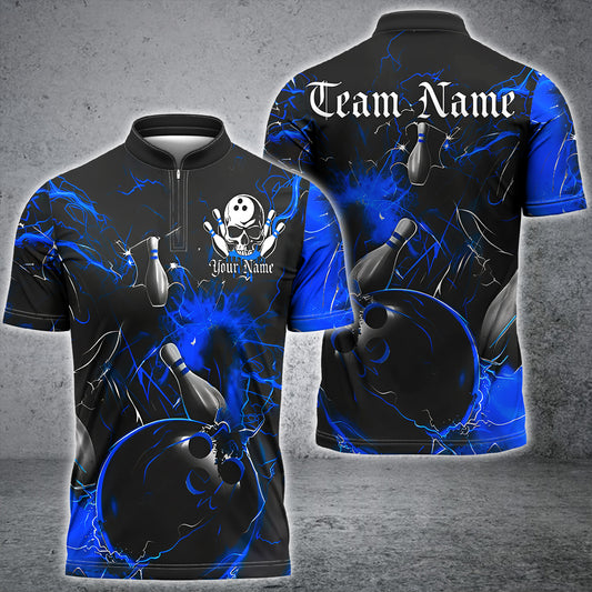 Maxcorners Gear With Skull-Themed Bowling Jersey Multicolor Option Customized Name, Team Name 3D Polo Shirt
