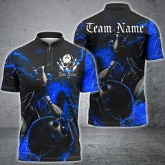 Maxcorners Gear With Skull-Themed Bowling Jersey Multicolor Option Customized Name, Team Name 3D Polo Shirt