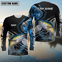 Maxcorners Tuna Fishing Smoke Premium Personalized Name, Team Name 3D Long Sleeve Shirt (2 Colors)