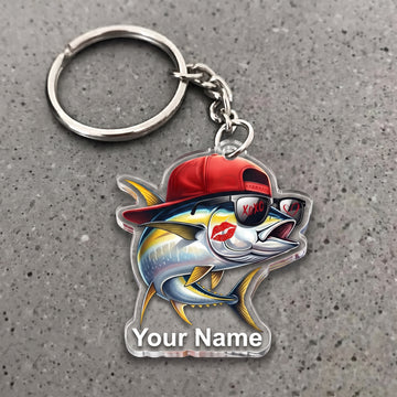 Maxcorners Tuna Fishing Funny Love Personalized Name 3D Keychain And Ornament