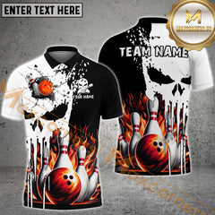 Maxcorners Punished Skull Flame Bowling Jersey Multicolor Options Personalized Name, Team Name 3D Shirt