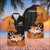 Maxcorners Black And Orange Flame Bowling Jersey Customized Name, Team Name 3D Shirt