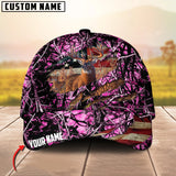 Maxcorners Deer Hunting USA Flag Crack Camo Pattern Personalized Name 3D Cap