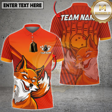 Maxcorners Fire Fox Bowling Multicolor Customized Name, Team Name 3D Shirt